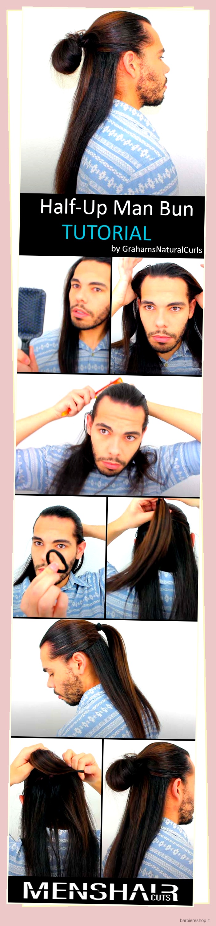 Come fare uno chignon da uomo: Tutorial passo-passo per acconciare i capelli lunghi 6